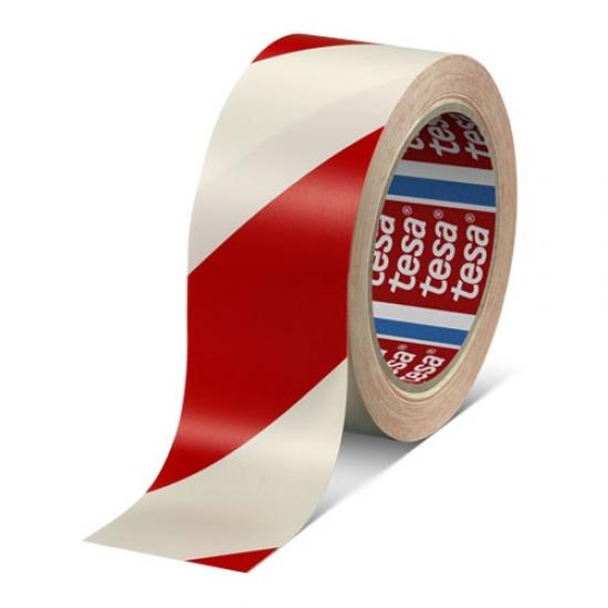 Tesa 60760 Yer İşaretleme ve Çizgili İkaz Bandı Kırmızı Beyaz 33m x 50m